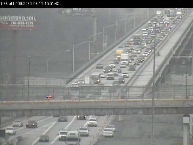 ODOT_Cleveland's tweet photo. #CLETraffic All lanes now open, but still experiencing backups. https://t.co/1hXF44MPrA
