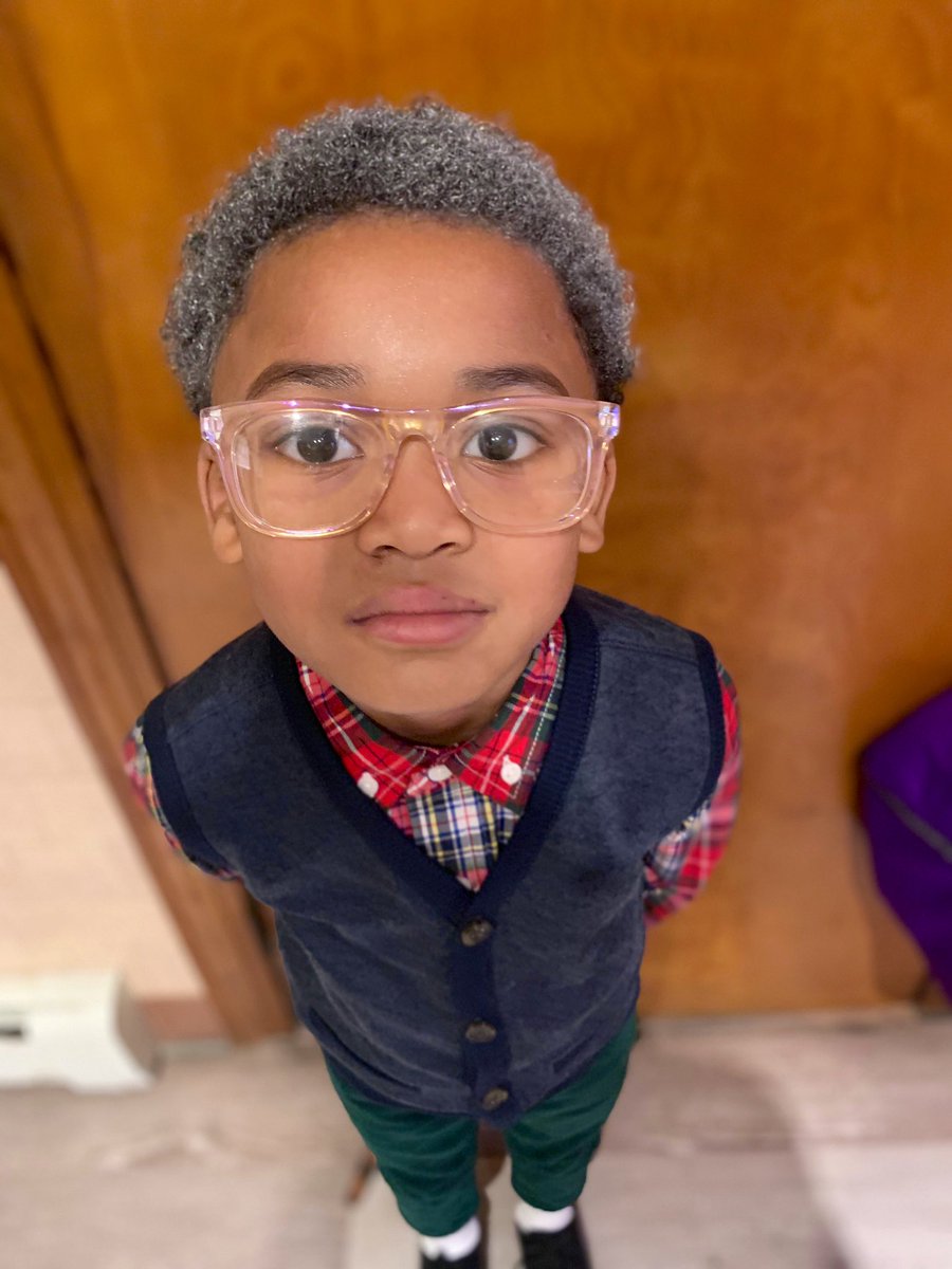 WagzHS's tweet photo. Jr’s 100th day looking like Urkel. #DidHeDoThat lol https://t.co/nW4b1VuBWO