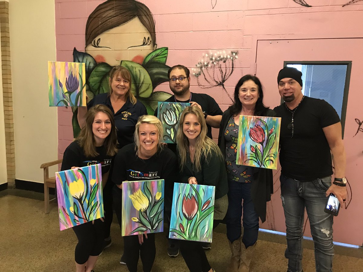 BatesAIinACTION's tweet photo. These @whbatesaacps teachers not only inspire our Bates cougars but each other- everyday. We learned more about visual art and most importantly, more about each other. Building our Bates Community one AI workshop at a time! #onebates #aacpsawesome @MarylandHall https://t.co/MQQFIrm0TX