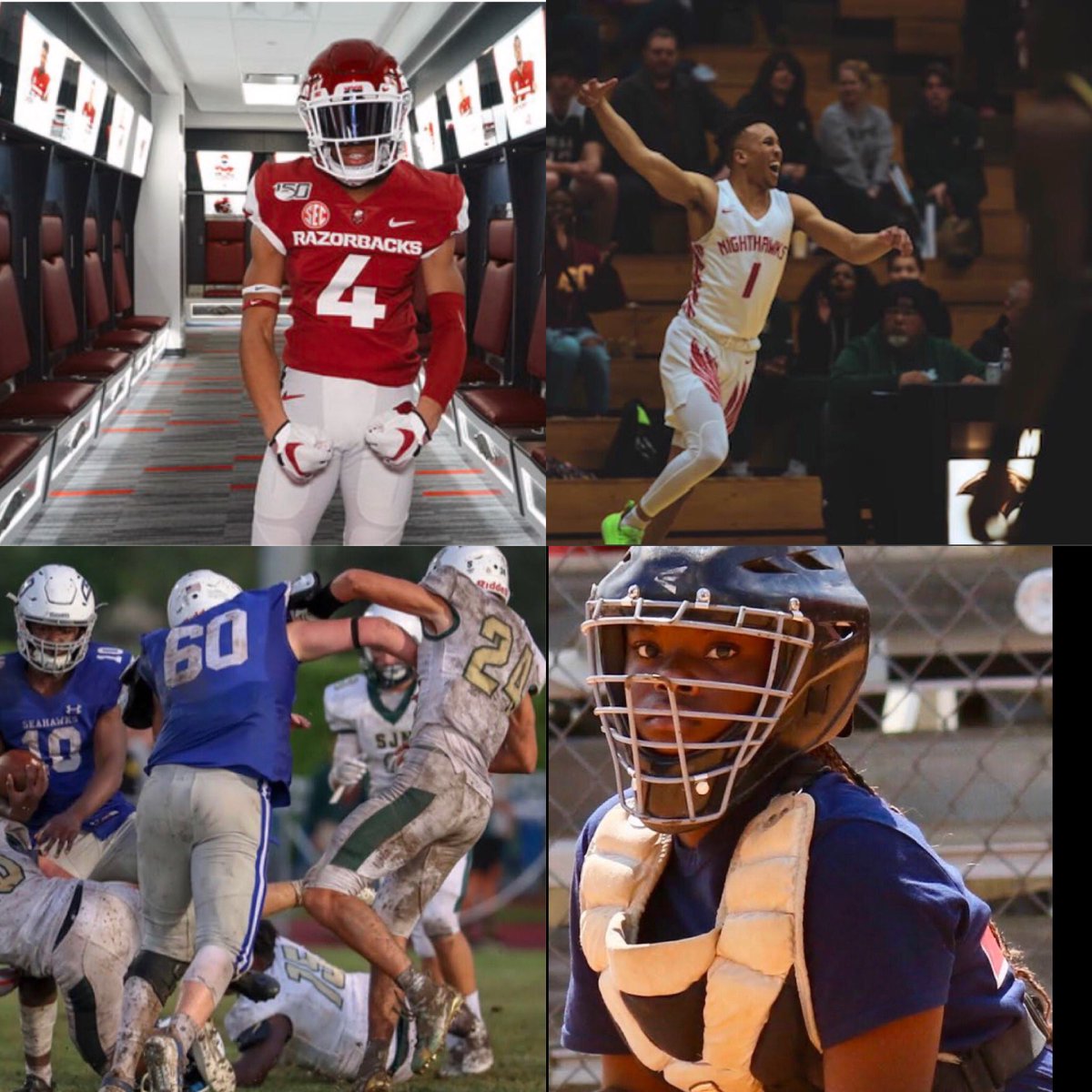 sportsthread's tweet photo. TUESDAY MEANS #POTW 😱 Drop the emoji or tag/comment who you think the winner is below ⬇️⬇️⬇️

🐗 @DerrickTatumJr2 (Top Left)
🏀 @J_Mont15 (Top Right)
🥞 @WestonWooden (Bottom Left)
🥎 @tamiaa_2023 (Bottom Right) https://t.co/FRGsEldPbV