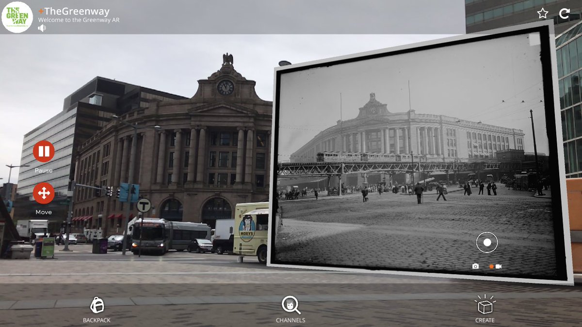 HelloGreenway's tweet photo. For those that don't remember the Big Dig, the site that became The Greenway was a lot different than the open space we know and love today! See history through our #AugmentendReality installations and @hoverlayAR. https://t.co/ZjTETqng2D