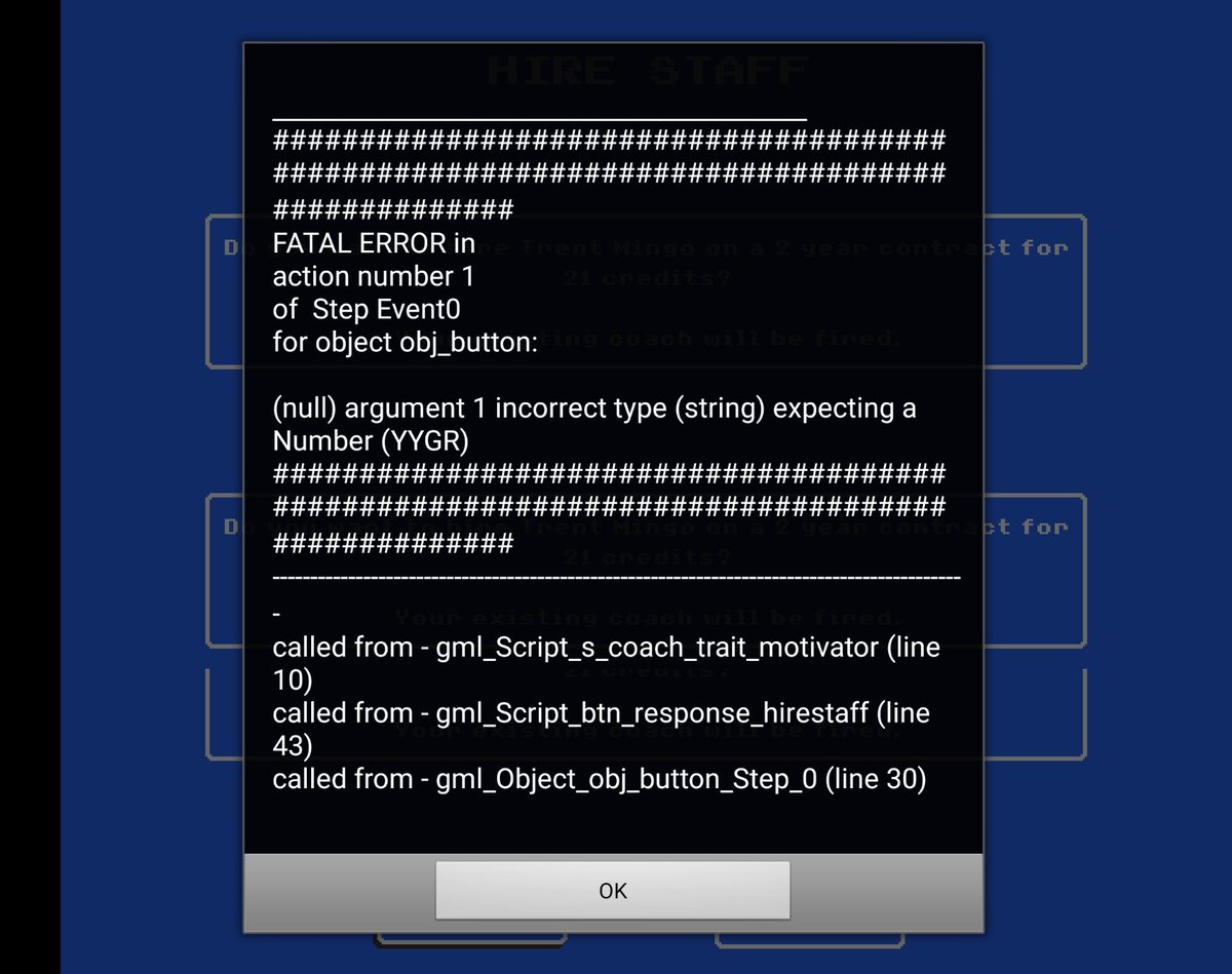 director player error wrong type