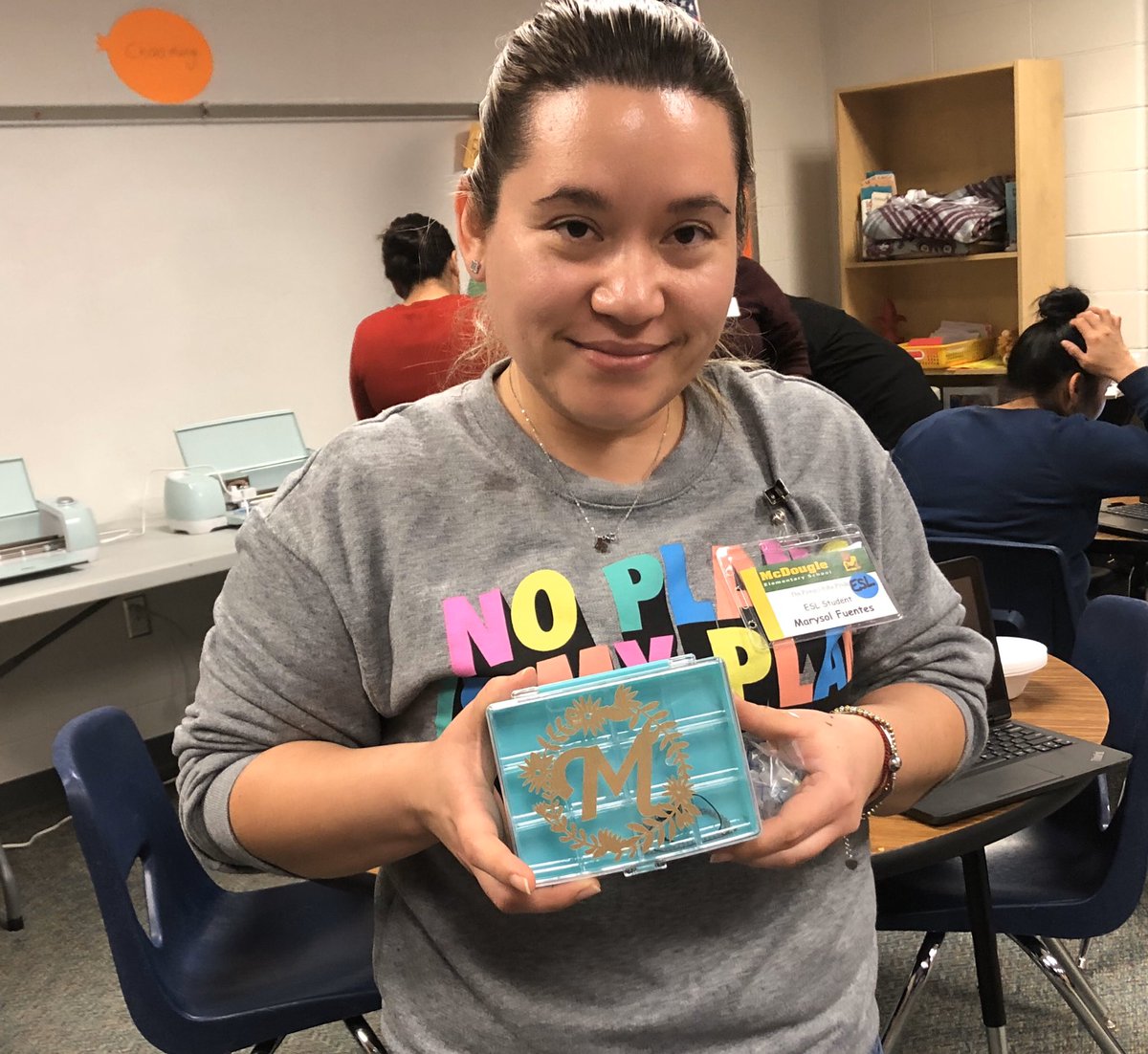 ruthbwilson2015's tweet photo. Creating with Cricut @McDougleKISD today was a true learning experience as worked outside our comfort zone!  @FamilyKisd #. We can. We will we must. #mcdouglemoms https://t.co/plj7VXmpbf