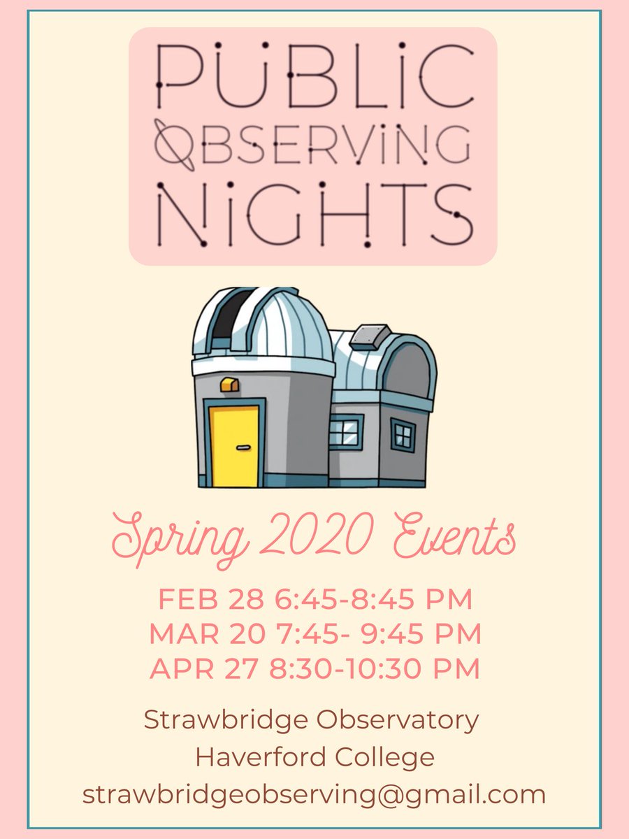 Our spring schedule for public observing is here. Dates below!