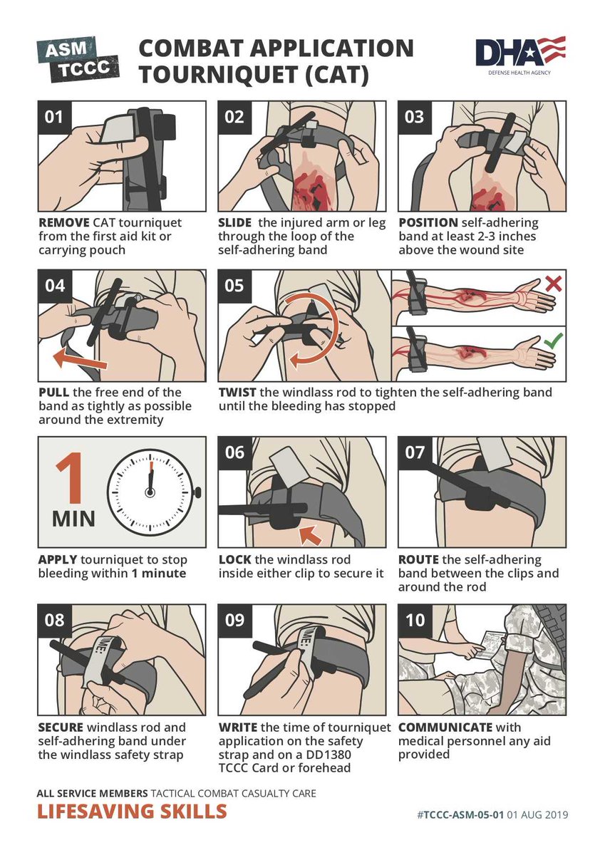 Learn All Service Member #combat application #tourniquet skills with this handy, detailed guide of illustrations and step-by-step instructions. #ASM #TCCC bit.ly/38kOhE6