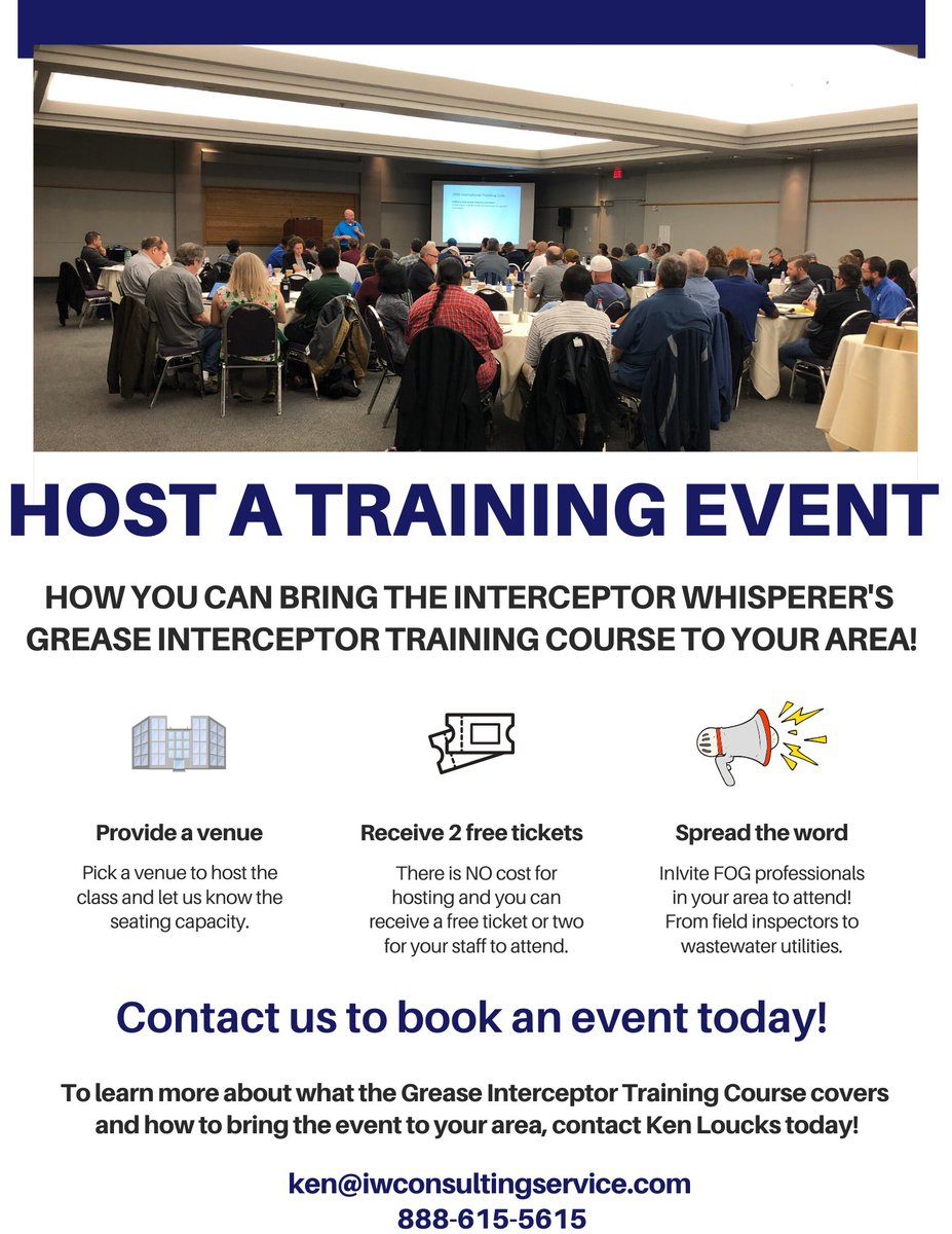 KenLoucks's tweet image. Share with your FOG friends! Host a Grease Interceptor Training Event. NO COST to the host :)
#FOGTraining #GreaseInterceptor #GreaseTrap #WastewaterPretreatment #FatsOilsGrease