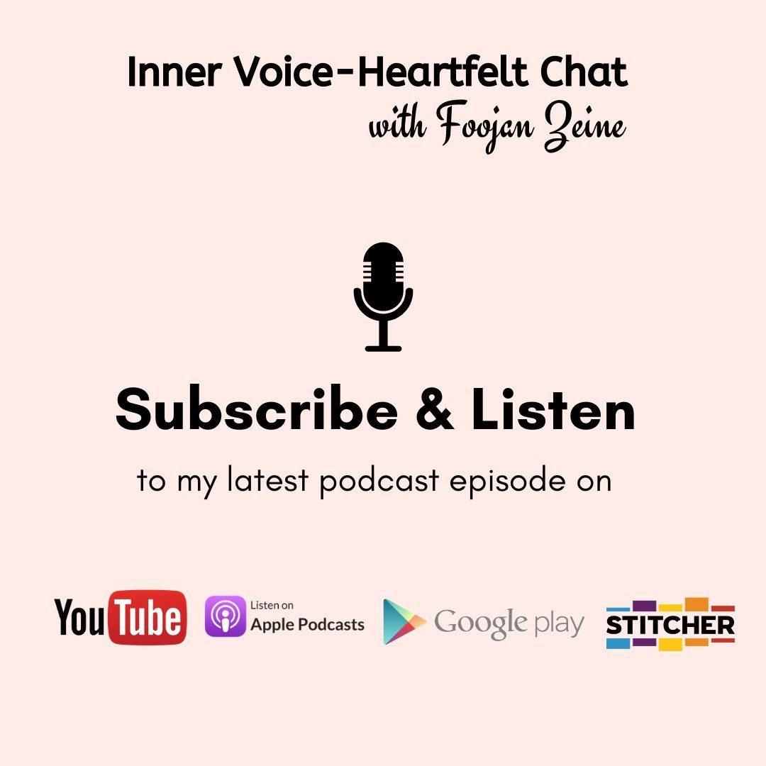 DrZeine's tweet image. Make sure to subscribe and listen to the Inner Voice-Heartfelt Chat podcast on all available streaming platforms.
#DrFoojanZeine #AwarenessIntegrationModel #Psychotherapist #Internationalspeaker #Author #lifecoach