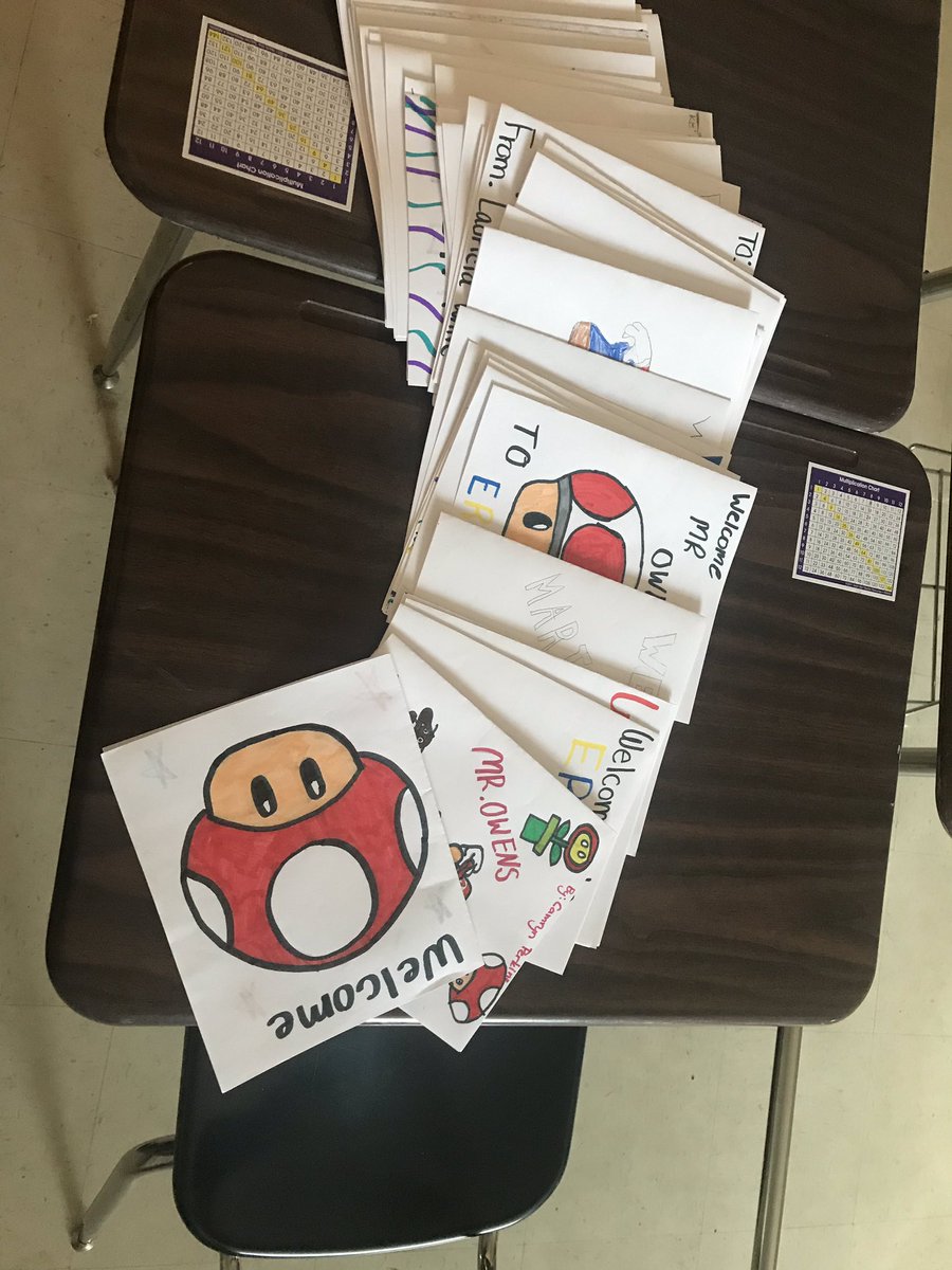 MrOwens_Math's tweet image. The students @ErwinMiddle are so awesome! Check out all these cards they made for me welcoming me to school! Love this school! #TheErwinWay #tlap #revoltlap