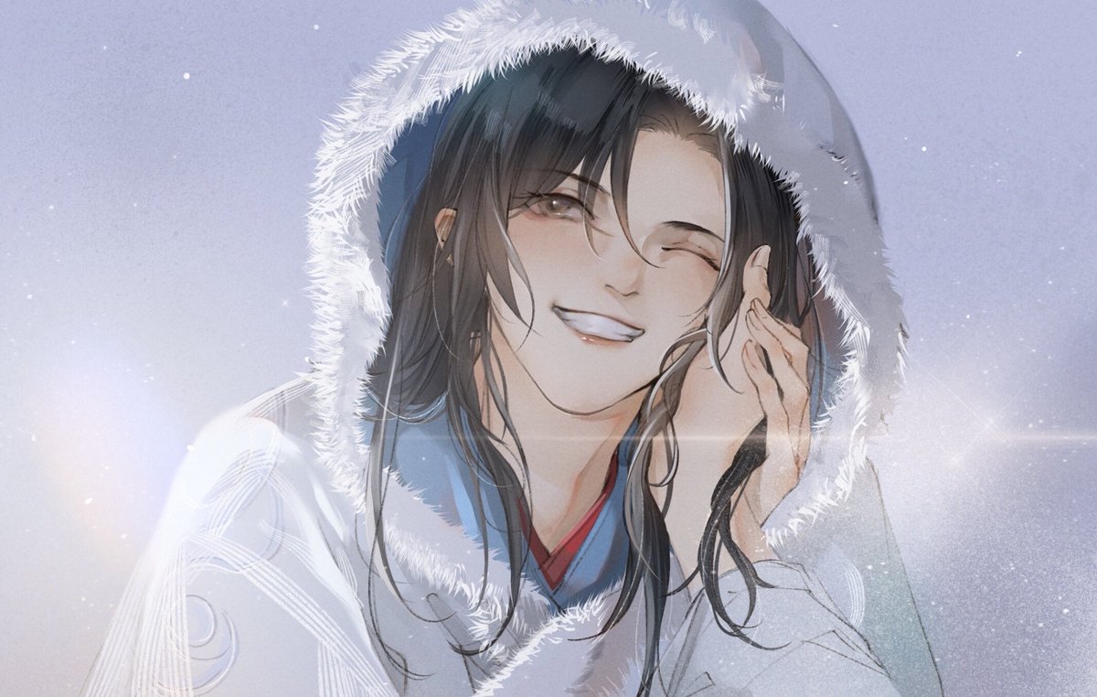 one eye closed smile black hair 1boy long hair looking at viewer male focus  illustration images