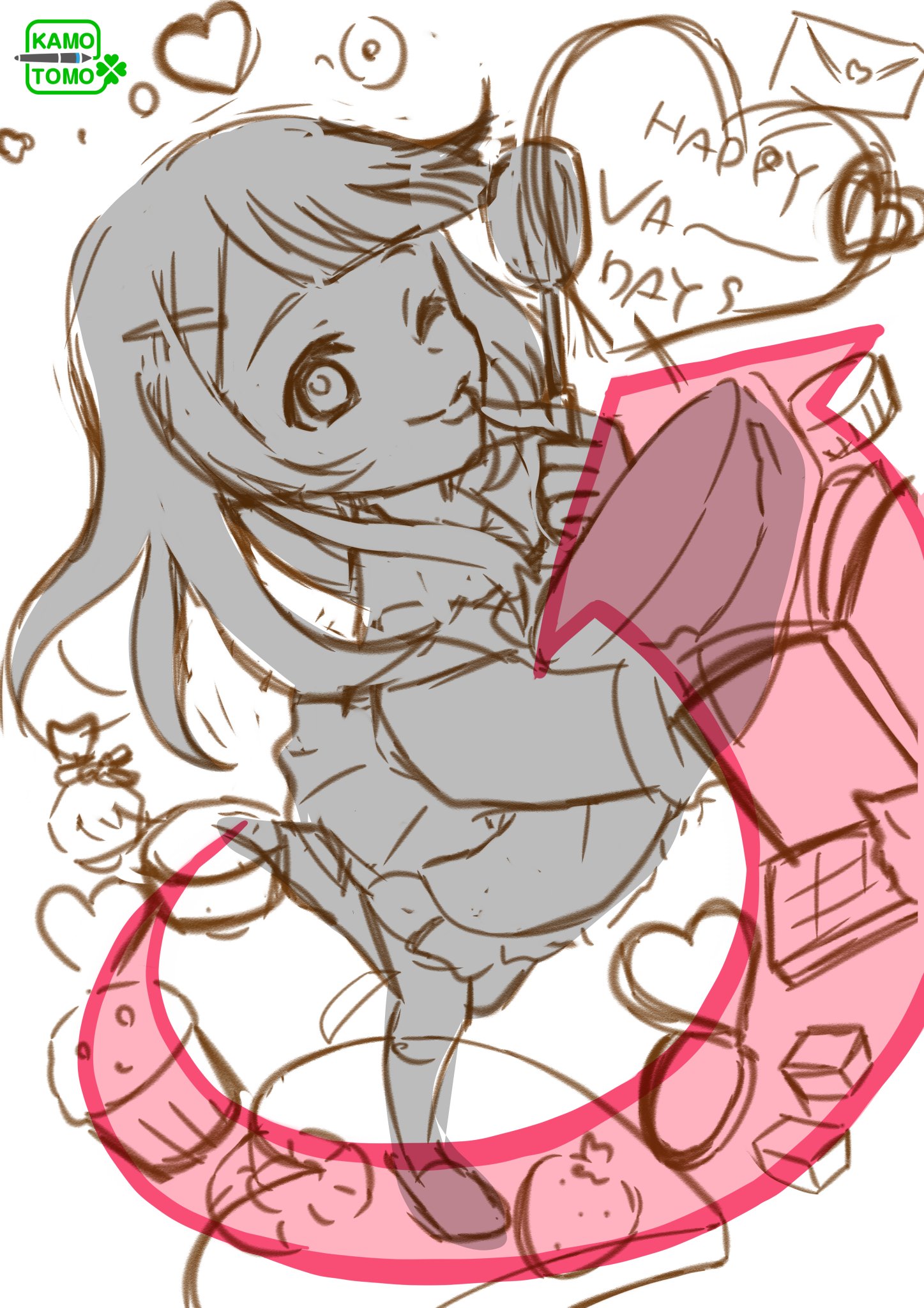 Twitter 上的 かもとも イラストレーター 今日は描いたイラストは数日寝かすと良いという話です D このイラスト キャラクターを取り巻くように下から上に小物を配置して それを追っていくと視線が顔に行き着くという視線誘導をやりたかったのですが ばら撒き