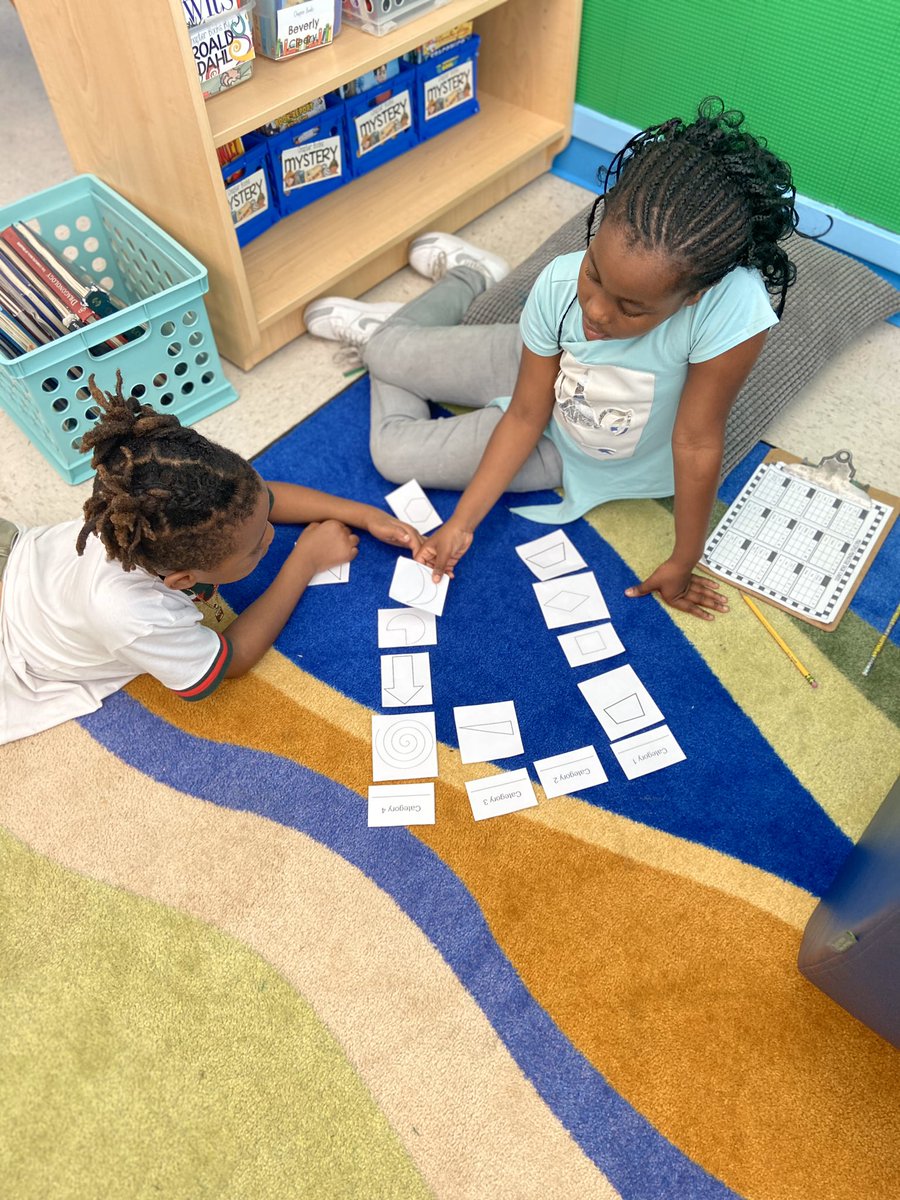 jessica_collins's tweet photo. #Studio112 sorting and categorizing shapes today as we begin to study polygons. I LOVED listening to these groups discussing and naming their categories. So much deep thinking.  #nhcschat #soaringeagles https://t.co/B4A5gcCDR2