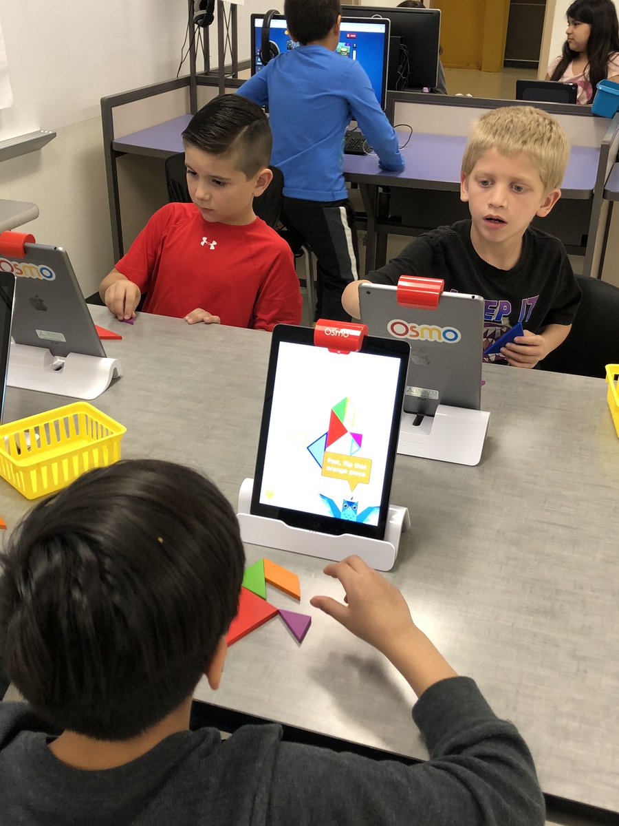 spiles07's tweet photo. Working on spatial reasoning skills with @PlayOsmo #geometry #lytleisd #elpirates #smartlab #math https://t.co/uNSHtJIxGl