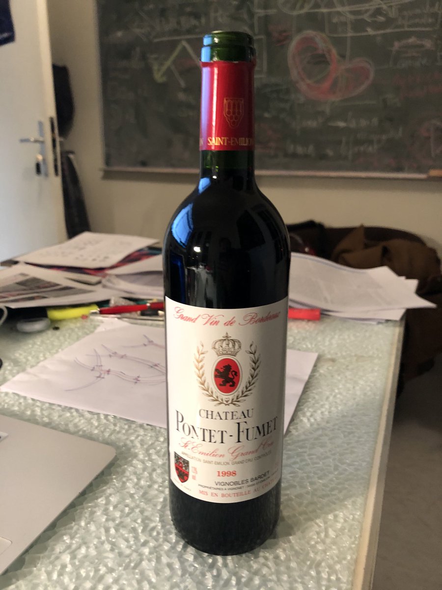 ManuelTHERY's tweet photo. When Timothée Vignaud left the lab, 6 years ago, he offered me this great bottle and suggested me to wait for paper submission to open it. Santé! https://t.co/CbSlCAGku3
