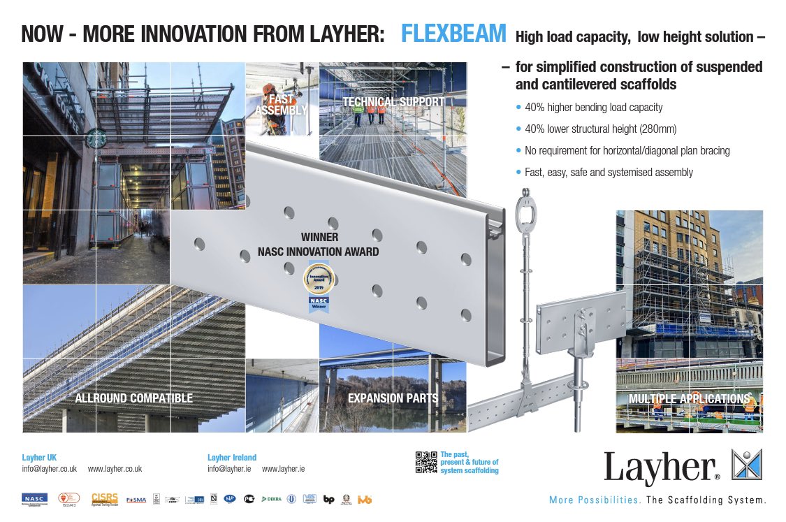 Layheruk's tweet photo. The multiple award winning, innovative Layher Flexbeam - a replacement to traditional scaffold gantries, underdeck and cantilever systems.
#layher #innovation #flexbeam #gantry #gantries #underdeck #allround #cantilever
https://t.co/d6XquLd06B info@layher.co.uk https://t.co/I0RQAL6m0x