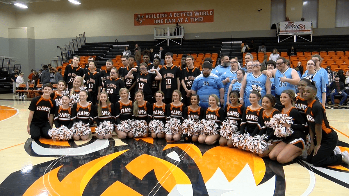 section618's tweet photo. Mt. Vernon Township High School held its annual Fans in the Stands game with the @MVTHS_SO Rams' basketball team meeting the Mt. Vernon Mavericks.  Here's a recap of the night in our Special Olympics Spotlight. https://t.co/7PrKbDCJxr https://t.co/hLAoH1rAdN