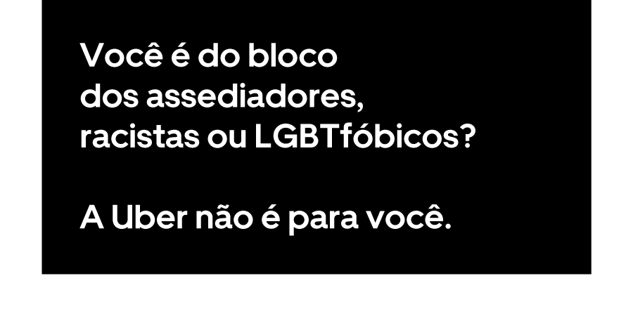 Uber_Brasil's tweet photo. Não toleramos nenhum tipo de violência ou discriminação. Sim, podemos excluir a conta de pessoas que não respeitam o Código de Conduta, que acabou de ser renovado. Para saber mais, acesse: https://t.co/pAWAOmxRvt https://t.co/UFn8lq9Bq9