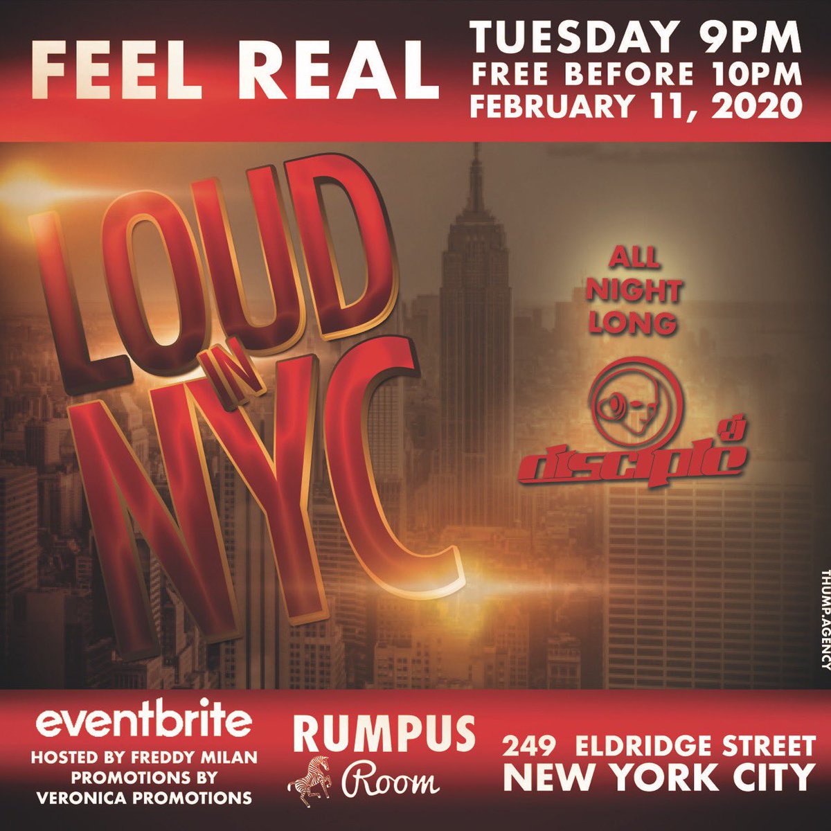 Join us for Loud NYC at Feel Real tonight! With Host / DJ Disciple! House music all night long! Music is the answer! 9PM doors! 💃🕺🦓