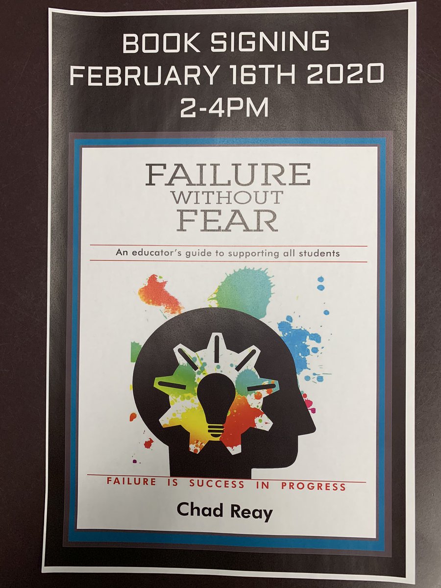 Chadreay's tweet photo. Come join me in Guelph @chaptersindigo this Sat Feb 15 from 11-3 for a book signing party #cityofguelph #failurewithoutfear #edchat https://t.co/AedOKG7iLT