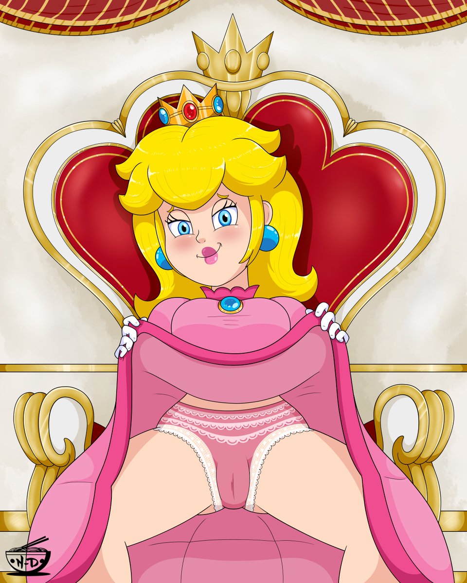 Commission on DA of Princess Peach showing us her royal panties, how scanda...