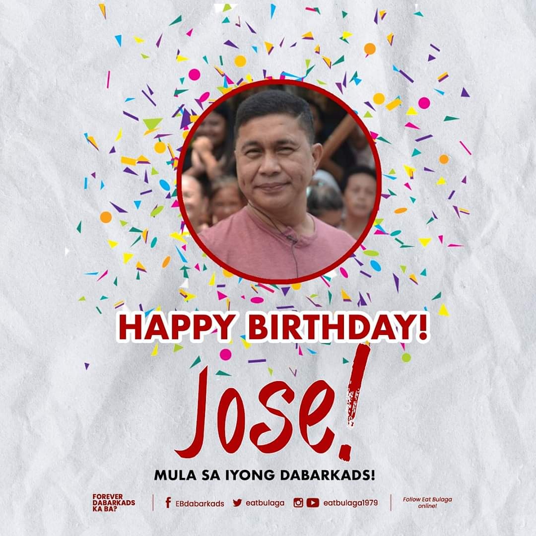 Ating batiin ang Dabarkads at nag-iisang JOSE MANALO ng HAPPY BIRTHDAY!

Mula sa iyong mga nagmamahal na Dabarkads! 