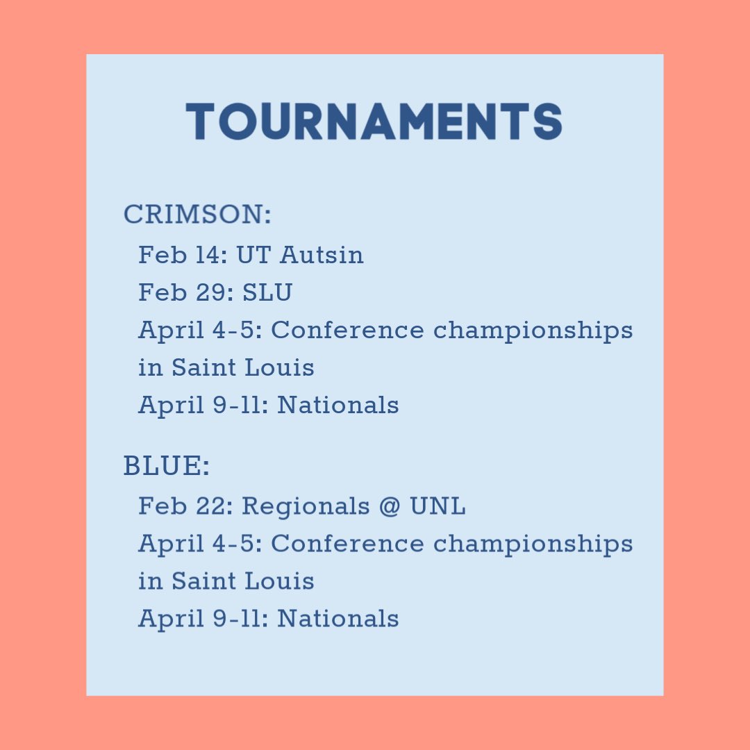 Here’s a reminder of our Spring 2020 tournament schedule!