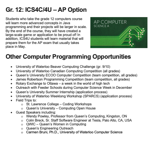 mrjswaine's tweet photo. Grade 8 information night was fantastic on Monday @BayridgeSS_LDSB. I ran out of flyers because there were so many people, so I thought I'd post this for anyone looking for information on the computer science program at our school. #bssStem https://t.co/sH4b6XSCTq