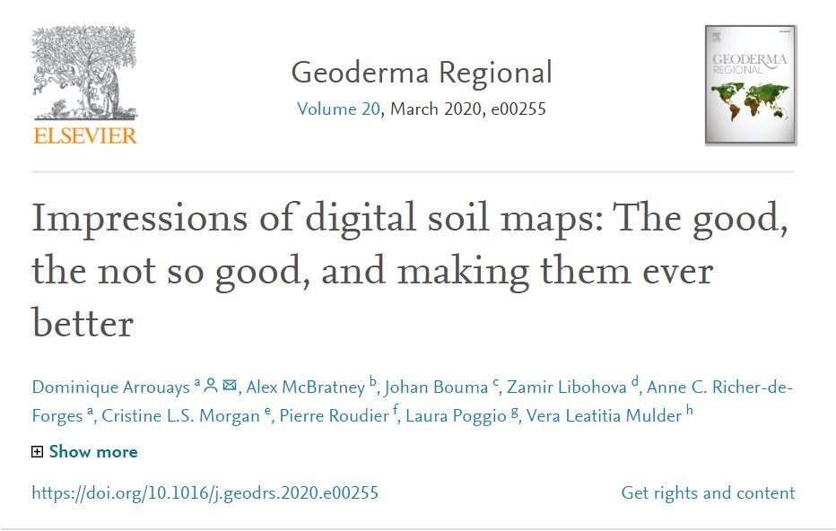 ISRICorg's tweet image. New paper in Geoderma Regional on ‘Impressions of digital soil maps: The good, the not so good, and making them ever better’ by Dominique  Arrouays et al., including our colleague Laura Poggio. 
doi.org/10.1016/j.geod…
#digitalsoilmapping #soilscience #pedometrics #wdc_soils