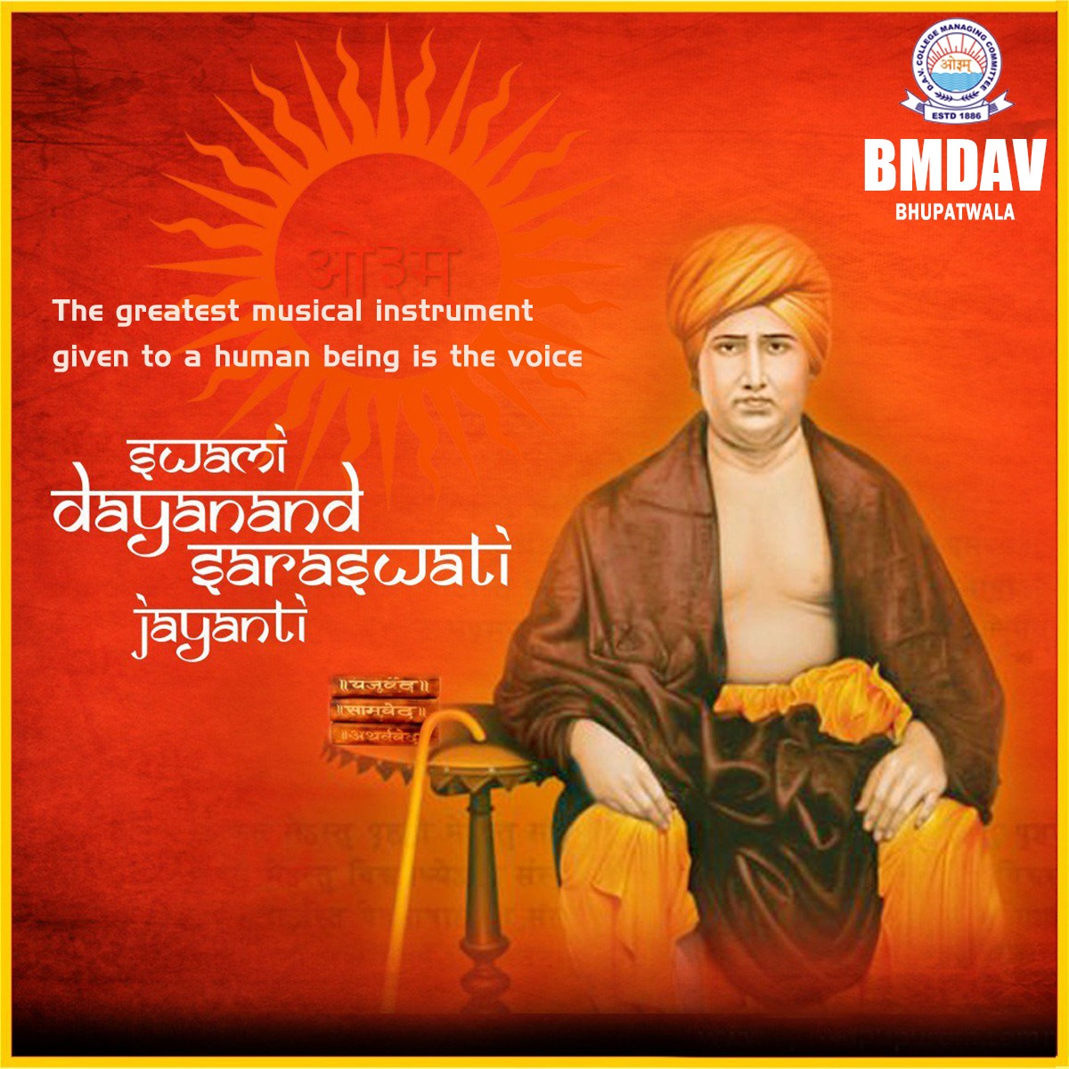 BmdavHaridwar's tweet photo. "What is crucial in dealing with loss is not to lose the lesson.That makes you a winner in the most profound sense."
- Swami Dayananad Saraswati Ji
A humble tribute to Maharishi Swami Dayanand Saraswati Ji on his birth anniversary.

#MaharishiSwamiDayanandSaraswati #BMDAV https://t.co/O2oBDAipJW