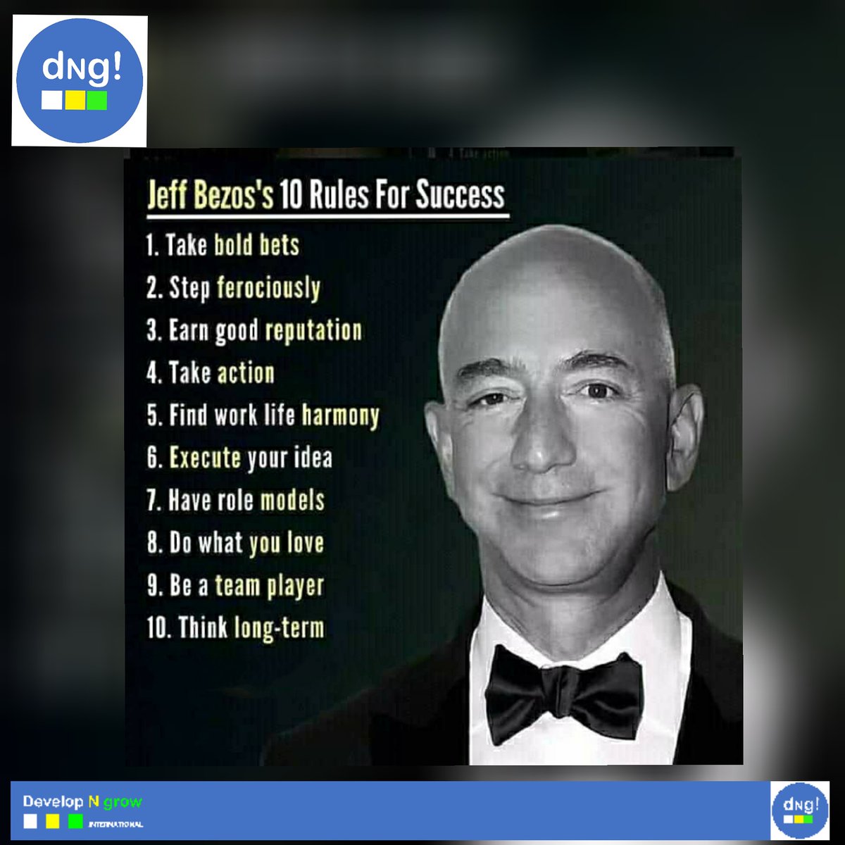 DevelopNgrow's tweet image. #JeffBezoz's #TenRulesOfSuccess
#developngrow
@DevelopNgrow
