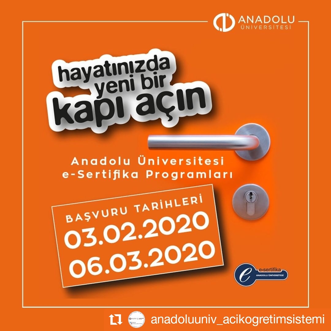 Anadolu Üniversitesi (@anadolu_univ) on Twitter photo e-Sertifika Programlarına kayıtlar başladı! 2020 Bahar Dönemi için 03.02.2020 - 06.03.2020 tarihleri arasında esertifika.anadolu.edu.tr adresinden başvurunuzu yapabilirsiniz.
<a href="/ProfDrComakli/">PROF.DR.ŞAFAK ÇOMAKLI</a>  #AnadoluÜniversitesi #eSertifika e-Sertifika Programlarına kayıtlar başladı! 2020 Bahar Dönemi için 03.02.2020 - 06.03.2020 tarihleri arasında esertifika.anadolu.edu.tr adresinden başvurunuzu yapabilirsiniz.
<a href="/ProfDrComakli/">PROF.DR.ŞAFAK ÇOMAKLI</a>  #AnadoluÜniversitesi #eSertifika
