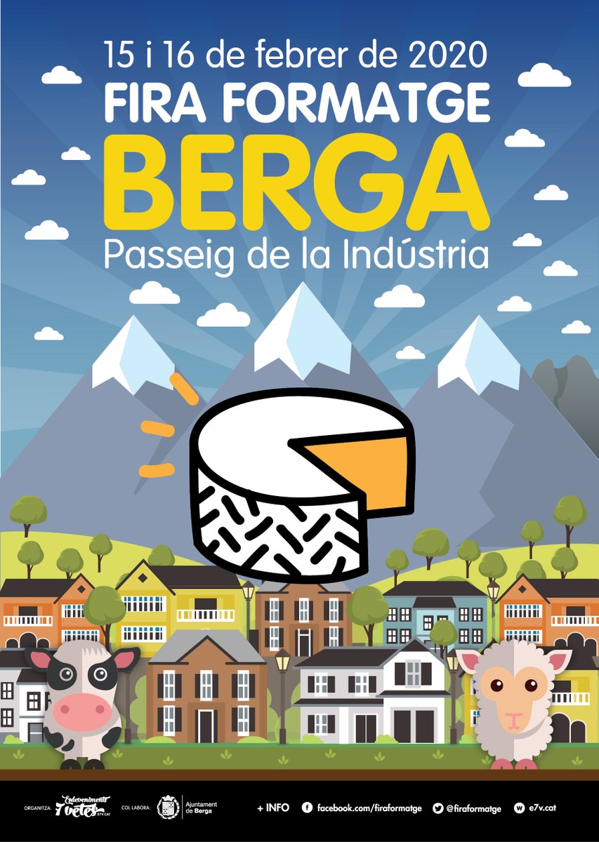Aquest cap de setmanal 15 i 16 de febrer, *FIRA DEL FORMATGE* a #Berga! Veniu a tastar i a comprar formatge! Enguany la fira s'enfoca als més petits de casa, amb activitats per a ells, espais de joc lliure, tallers creatius, pinta cares, globoflèxia... i molt més! #Berguedà