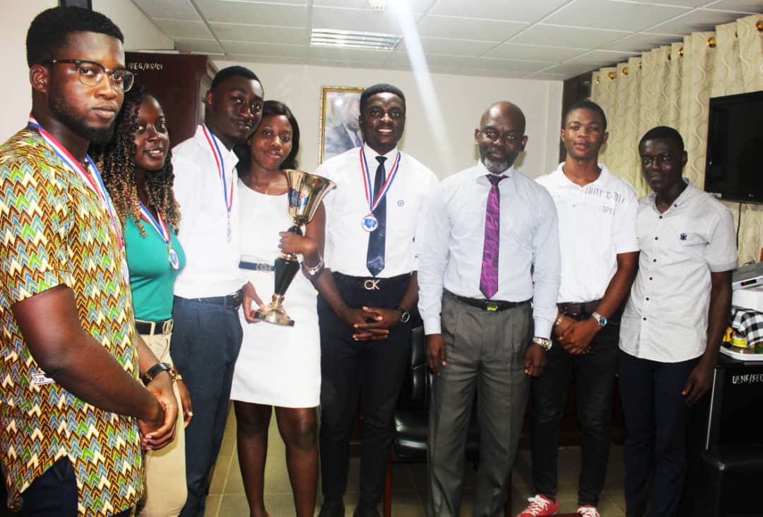 UenrSrc's tweet photo. Our debate society, @ufs_uenr on Monday 10th February, visited the Registrar and the Dean of Students with a trophy and medals, after a weekend competition in Kumasi. Kudos comrades... Keep making us proud. 
@ErisJay420 @berk_yaw @USAGOFFICIAL_ @uenrofficial @UewkDebate https://t.co/cUaAcBMzYU