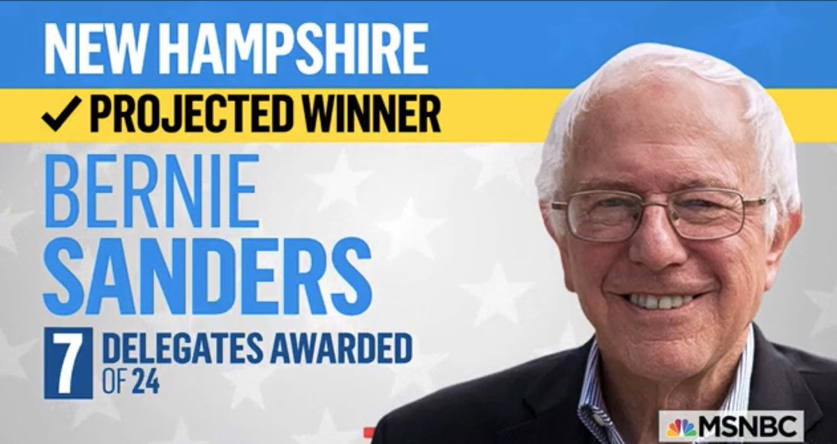 undergradwoman's tweet photo. Breaking Excellent News: My #AmoBernie aka #BernieSanders won the #NHprimary! #NHprimary2020 #inshaAllahBernie https://t.co/Qu9kekVWZN