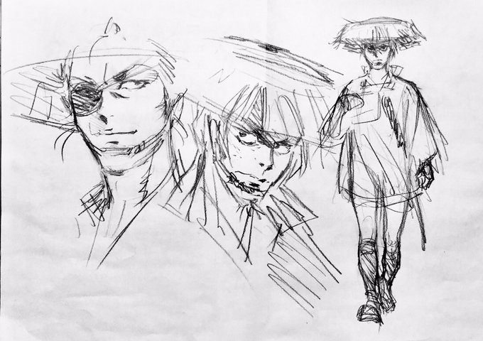 アシスタントさんが描いた漫画のキャラを真似して描いた落書きです。 