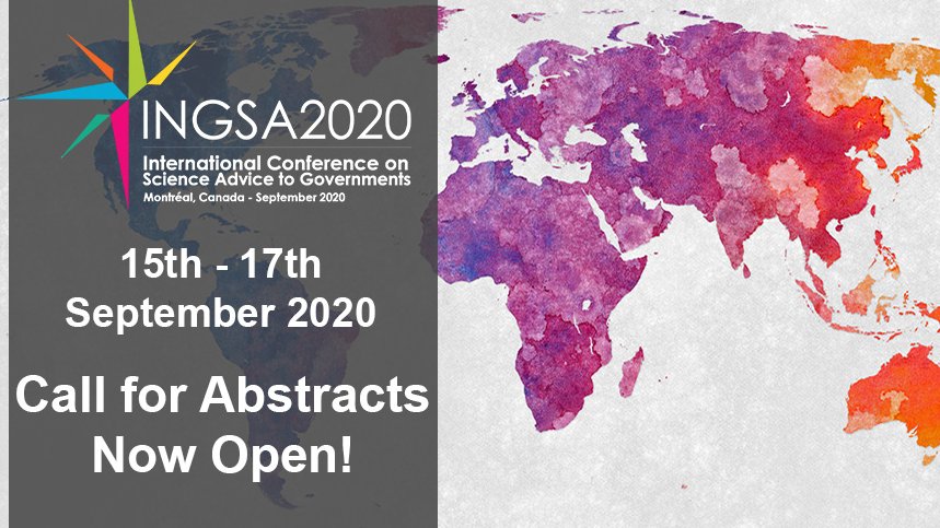 INGSciAdvice's tweet photo. #INGSA2020 ANNOUNCEMENT: Are you a researcher working at the intersection between evidence/society/policy?
The Call for Abstracts for INGSA2020 is now open! Apply now for the 1st INGSA Research Meeting.
@ISC @IDRC_CRDI @EU_Commission @EU_ScienceHub @wellcometrust @GRIPS_Japan https://t.co/pFc8zYIoke