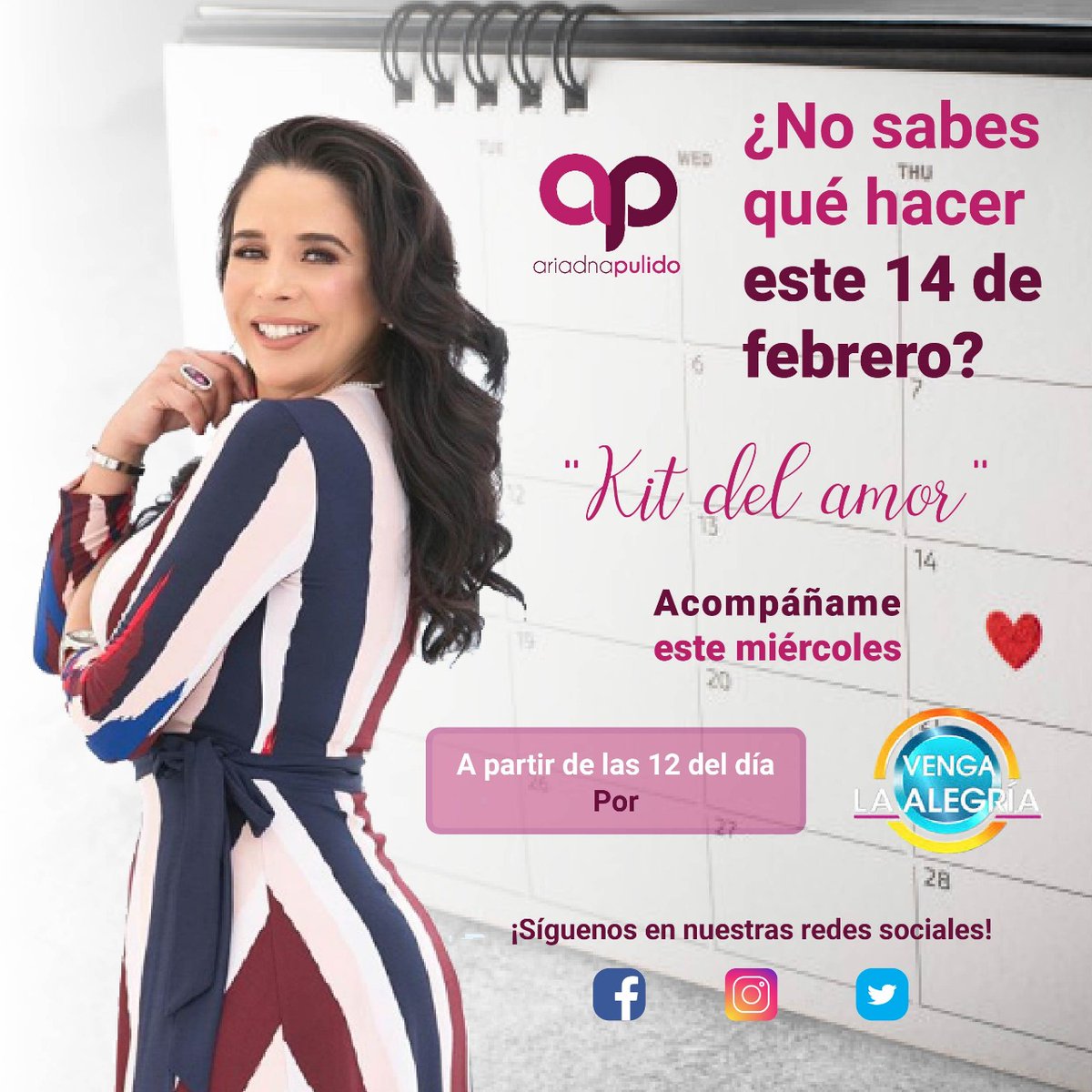 aripulidog's tweet photo. Mañana en @VengaLaAlegria #KitDelAmor nos vemos mañana #Amor #14deFebrero #Pasión ¿qué tienes en tu kit? https://t.co/iLN6YlcRyC