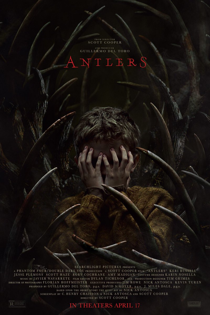FilmNewsNos's tweet photo. 🎬 Here’s the NEW POSTER for horror movie, #Antlers! Starring #KeriRussell, #JessePlemons, #JeremyTThomas, #GrahamGreene, #ScottHaze, #RoryCochrane, #AmyMadigan, #CodyDavis, &amp; #SawyerJones

In theaters April 17, 2020

@AntlersMovie @RealGDT https://t.co/oQuNZWhe0I