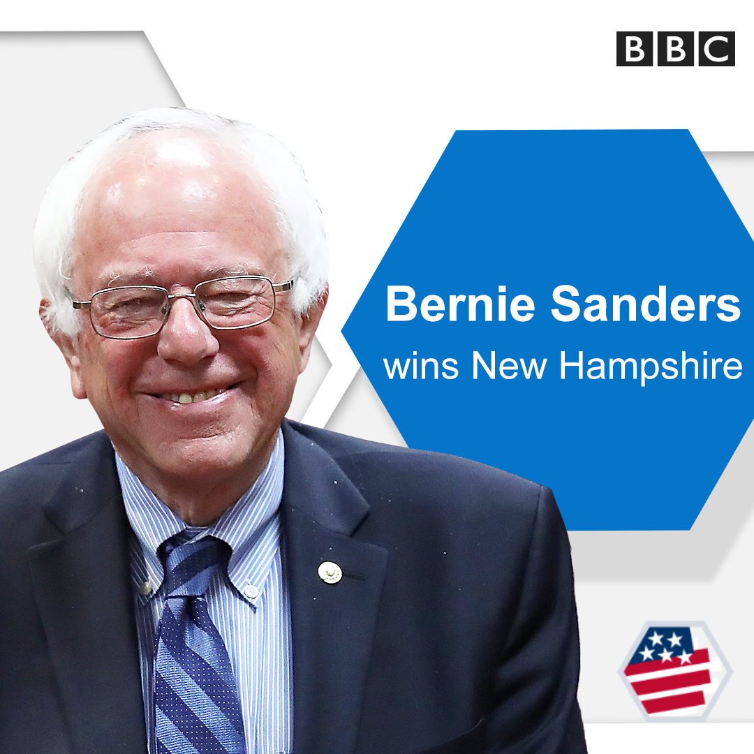 Bernie Sanders narrowly beats Pete Buttigieg in New Hampshire primary

Sanders declared the night "the beginning of the end" of President Donald Trump

More: bbc.in/39oUtez

#NHprimary