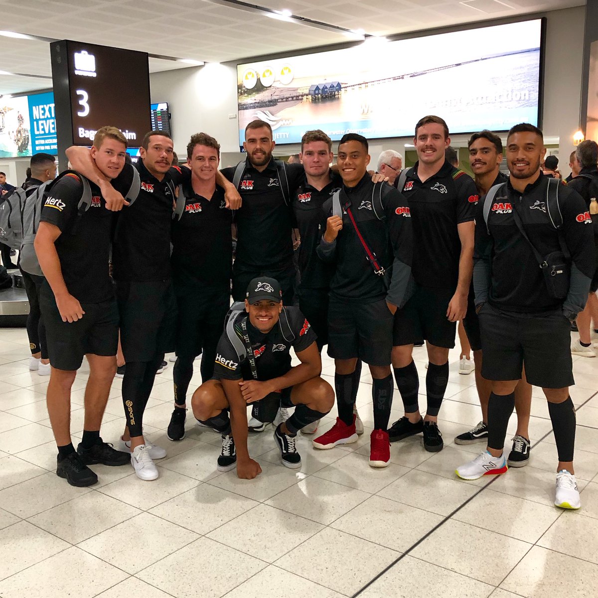 PenrithPanthers's tweet photo. We’ve touched down in Perth for the #NRL9s 👋🏽✈️ #pantherpride 🐾 https://t.co/9H0HpTXr5E