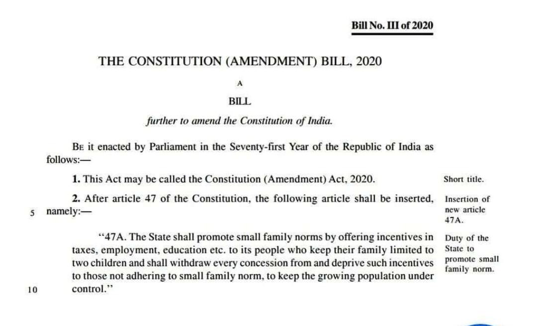 Two child norm being pushed for a progressive India. The constitution amendment bill tabled in Rajya Sabha for approval. #PopulationControl #PopulationLaw #TwoChildNorm #India #PopulationControl #GrowingPopulation #Population