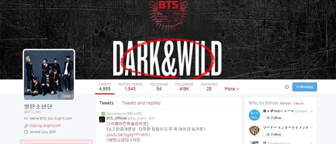 Dark & Wild era twt layouts 1. Pre Concept Photos2. After concept photos3.  @BTS_twt reached 500k followers!4.  @bts_bighit’s layout (tho generally I won’t include these)