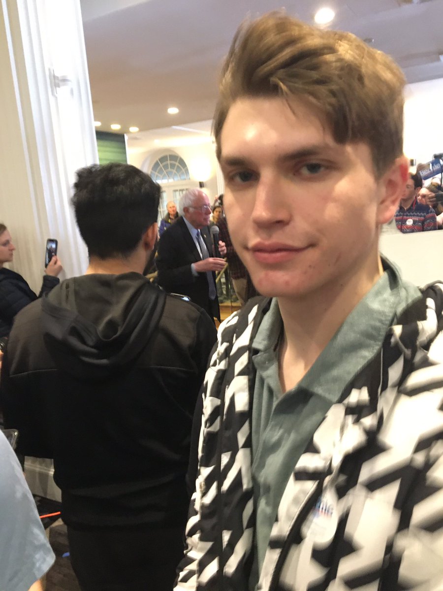 jerhadf's tweet photo. went to polls expecting to vote #BernieForNH after volunteering for him for days, ended up changing my mind to #NHVoteForYang. choice was careful &amp; hopefully well-informed. also met @AndrewYang today. sad to see him drop out, didn’t expect it at all, but the movement continues https://t.co/cZFbHQ52Iu