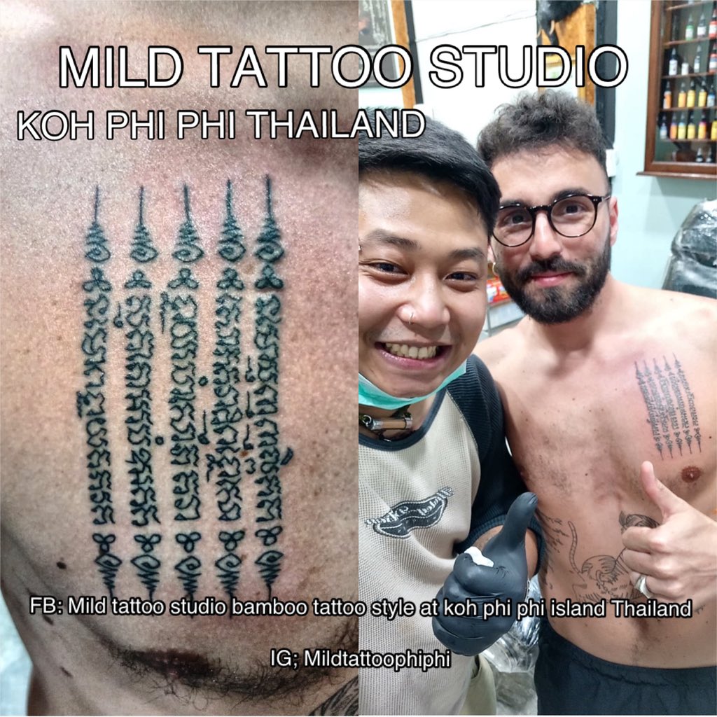 Bamboo tattoo bamboo tattoo style at mild tattoo studio koh phi phi Thailand