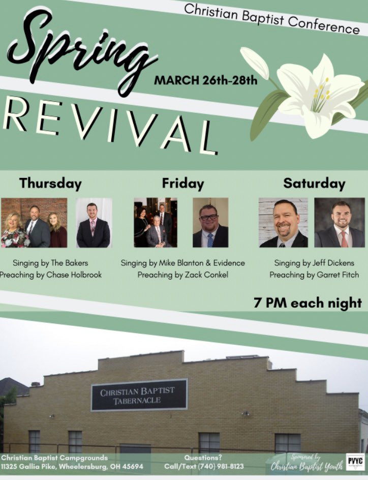 Peace_Valley_YC's tweet photo. Our first annual Spring Revival is only 6 weeks away! Start making plans to join us for this awesome meeting! All are welcome! https://t.co/23isDbCD1y