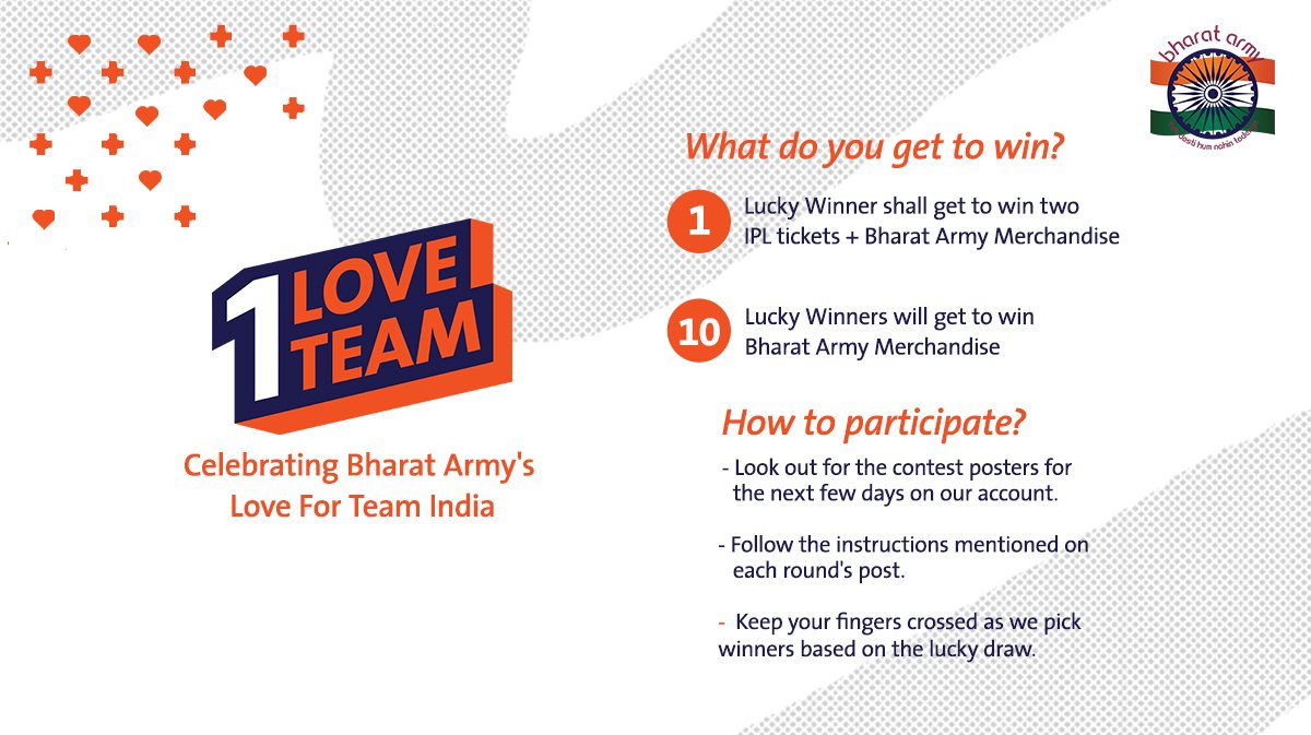 thebharatarmy's tweet photo. 😍🇮🇳 LOVE IS IN THE AIR! Make sure you keep your eyes glued to the Bharat Army channels over the next few days as our contest rounds go live.
#teamindia #COTI #indiancricketteam #oneloveoneteam #lovecricket #cricket #BharatArmy https://t.co/YHSiZboZZF