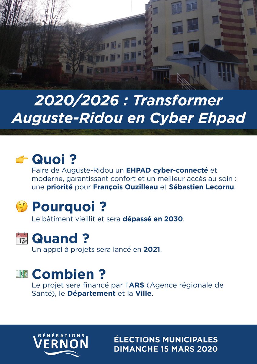 Generations Vernon On Twitter J 33 Avant Le 15 Mars Et Les Elections Municipales Proposition Transformer Auguste Ridou En Cyber Ehpad Vernonbouge Https T Co V0dcjaougr