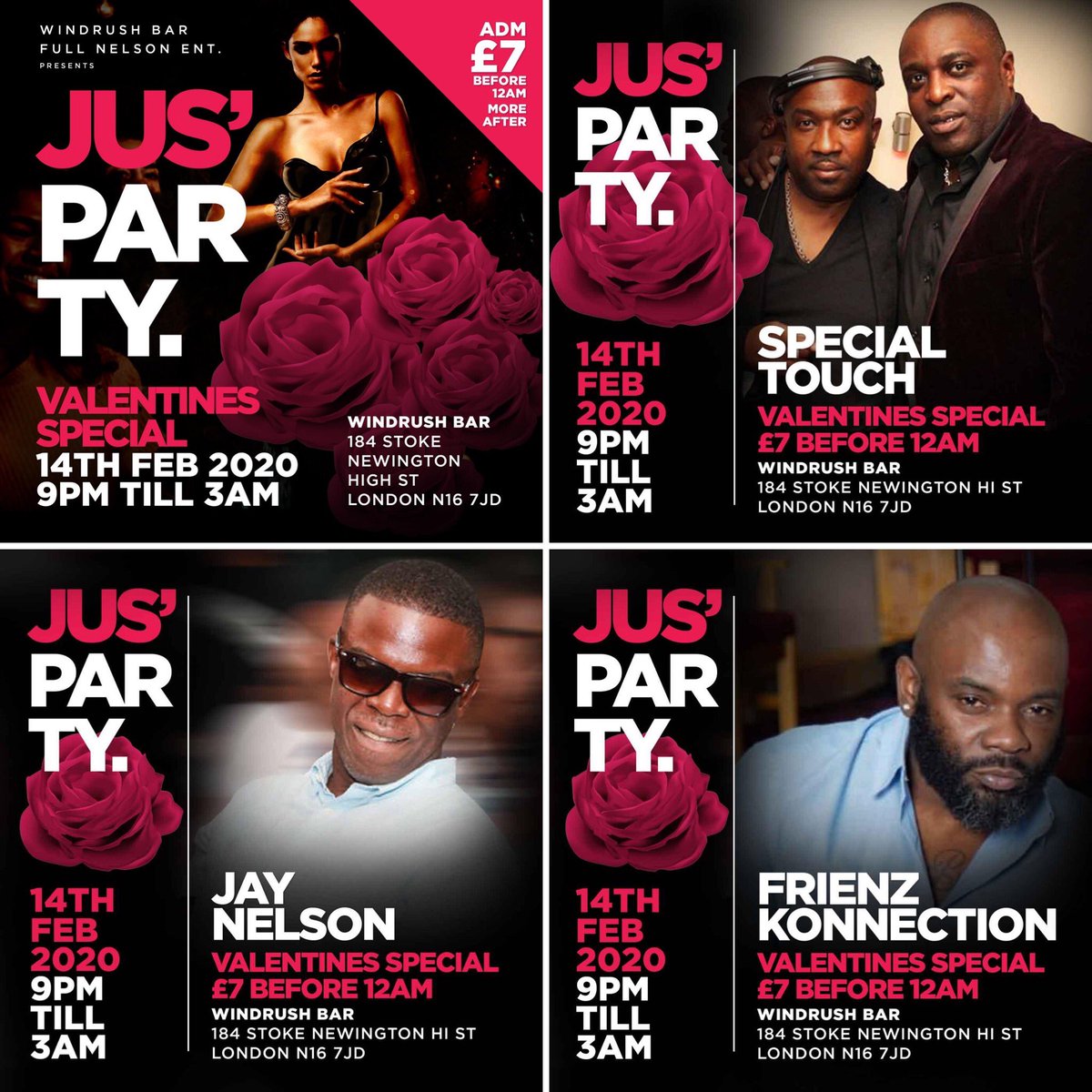 WindrushBar's tweet image. It’s JUS’ PARTY’s #Valentines club night THIS  Friday 14th February.  
💕 #specialtouch💕 🎶 💕#frienzkonnection💕🎶 #jaynelson 💕🎶

£7 b4 midnight... more on the door 

#justparty #music #vibes #love #birthday #dance #streetsounds #dalston #stokenewington