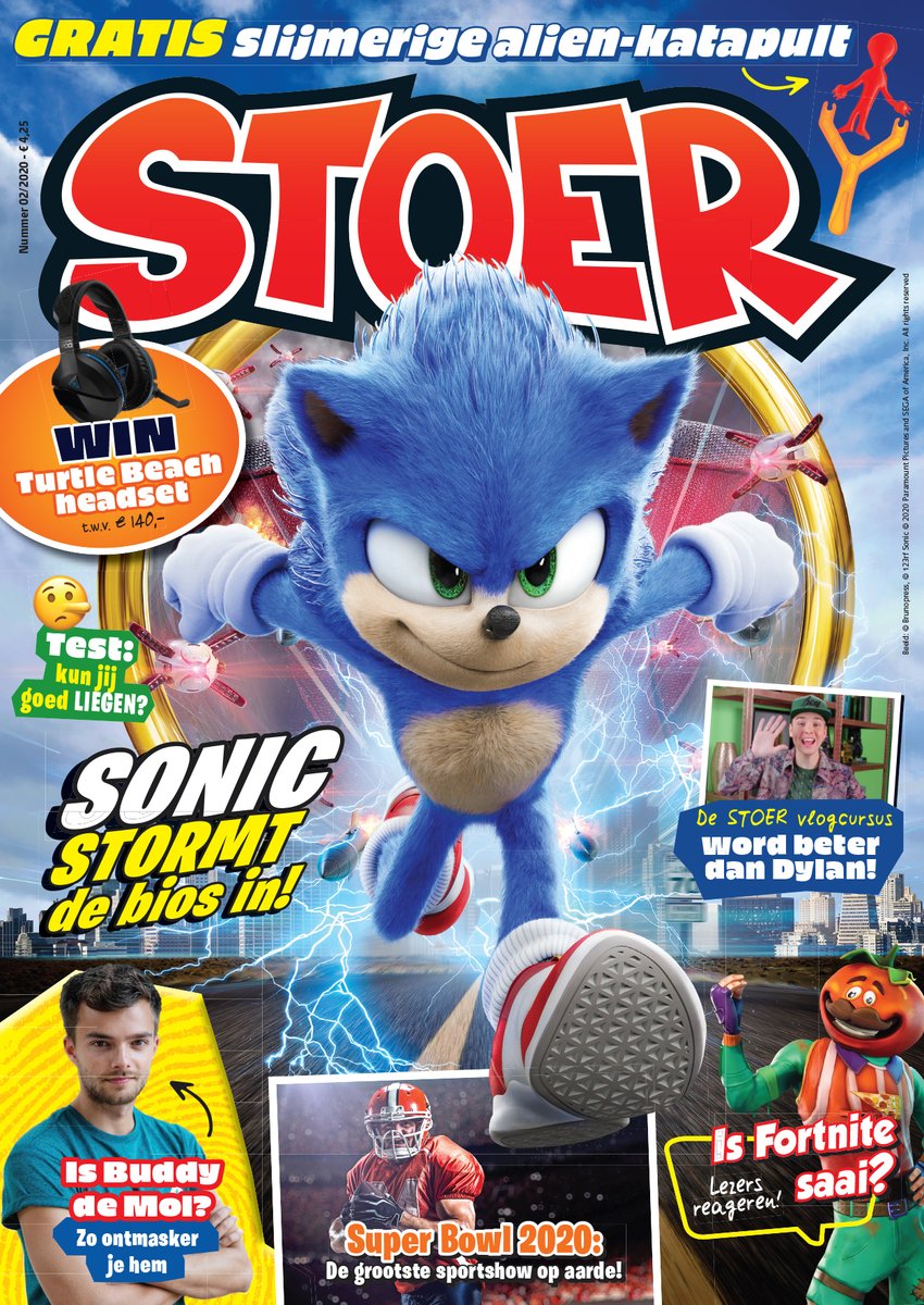 STOERTV's tweet photo. Hij draait morgen in de bioscoop: de Sonic film. Ga jij hem ook zien? In de laatste STOER lees je er alles over én vind je een coole Sonic-poster #SonicFilmNL https://t.co/iBgxZv7N5U