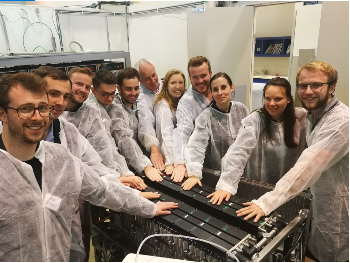 gencellenergy's tweet photo. Tomorrow's engineers study up on #hydrogen fuel cells! Prof. Horst Lippold &amp; students from @RFHKoeln Univ of Applied Sciences tour GenCell production facilities. 

#Hydrogen  #FuelCells   #SayNoToDiesel https://t.co/43RAeKmpeh