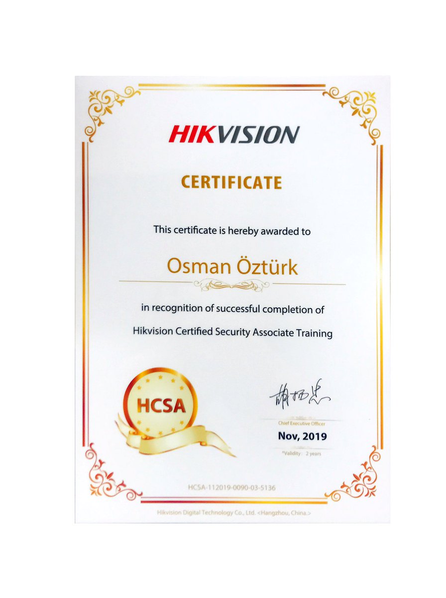 ayhancomputer's tweet photo. Çalışanlarımızdan Osman Öztürk HIKvision HCSA sertifikasyon eğitimini başarıyla tamamlayarak sertifika almaya hak kazanmıştır. Kendisini tebrik ediyor, başarılarının devamını diliyoruz. #ayhan #bilgisayar #ayhanbilgisayar #hikvision #haikon #certificate #hcsa #camera #camsecurity https://t.co/q3tJExjWr1